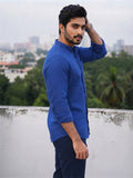 Men's White Self-Design Pure Cotton Straight Kurta | Mandarin Collar | Full Sleev