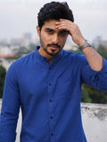 Men's White Self-Design Pure Cotton Straight Kurta | Mandarin Collar | Full Sleev