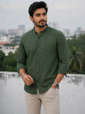 Men's White Self-Design Pure Cotton Straight Kurta | Mandarin Collar | Full Sleev