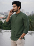 Men's White Self-Design Pure Cotton Straight Kurta | Mandarin Collar | Full Sleev