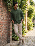 Men's White Self-Design Pure Cotton Straight Kurta | Mandarin Collar | Full Sleev