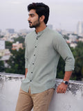 Men's White Self-Design Pure Cotton Straight Kurta | Mandarin Collar | Full Sleev