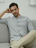 Men's White Self-Design Pure Cotton Straight Kurta | Mandarin Collar | Full Sleev