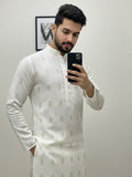 Vida Loca White Color Full Sleeve Chinese collar Printed Long Kurta For men and Boys.