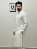 Vida Loca White Color Full Sleeve Chinese collar Printed Long Kurta For men and Boys.