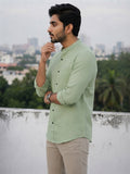 Men's White Self-Design Pure Cotton Straight Kurta | Mandarin Collar | Full Sleev