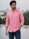 Men's White Self-Design Pure Cotton Straight Kurta | Mandarin Collar | Full Sleev