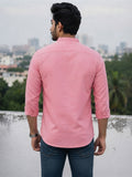 Men's White Self-Design Pure Cotton Straight Kurta | Mandarin Collar | Full Sleev