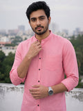 Men's White Self-Design Pure Cotton Straight Kurta | Mandarin Collar | Full Sleev
