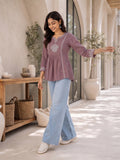 Women’s Rayon Embroidered Peplum Top –Ethnic Casual Wear with 3/4 Sleeves