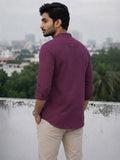 Men's White Self-Design Pure Cotton Straight Kurta | Mandarin Collar | Full Sleev