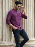Men's White Self-Design Pure Cotton Straight Kurta | Mandarin Collar | Full Sleev
