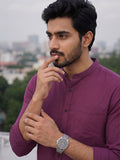 Men's White Self-Design Pure Cotton Straight Kurta | Mandarin Collar | Full Sleev
