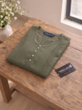 Women’s Rayon Solid Regular Fit Top with Round Neck, Front Button Detailing & 3/4 Sleeves
