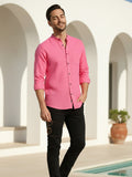 Men's White Self-Design Pure Cotton Straight Kurta | Mandarin Collar | Full Sleev