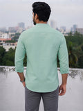 Men's White Self-Design Pure Cotton Straight Kurta | Mandarin Collar | Full Sleev