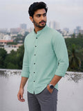 Men's White Self-Design Pure Cotton Straight Kurta | Mandarin Collar | Full Sleev
