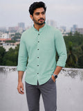 Men's White Self-Design Pure Cotton Straight Kurta | Mandarin Collar | Full Sleev