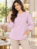 Women’s Peach Rayon Solid Straight Kurti with Button Detailing & 3/4 Sleeves