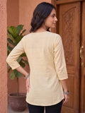 Women’s Lemon Pure Cotton Butterfly Printed Casual Kurti Top